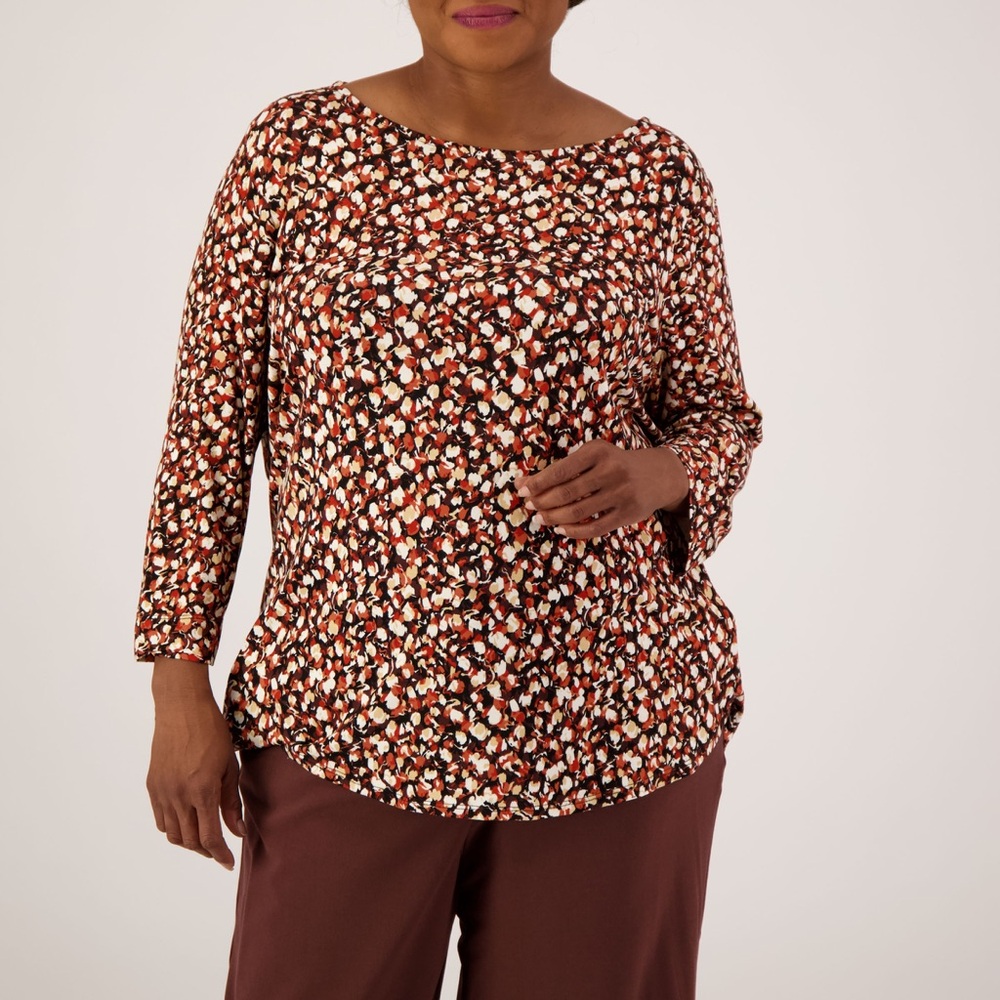 Emaline Paint Drop Abstract Boatneck Blouse Multicolor 1X NWT